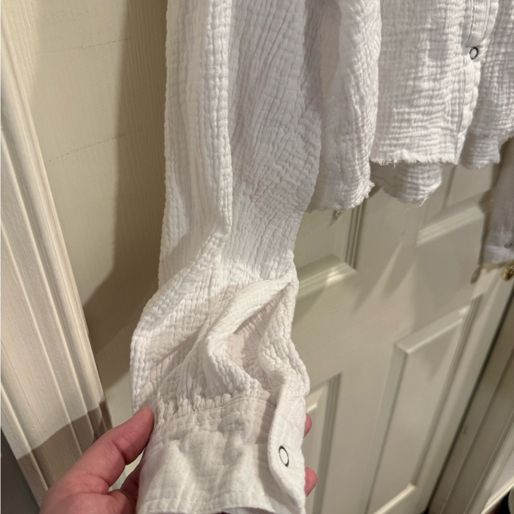 Altar'd State White Cropped Gauze Snap-Front Shirt - Picture 3 of 8